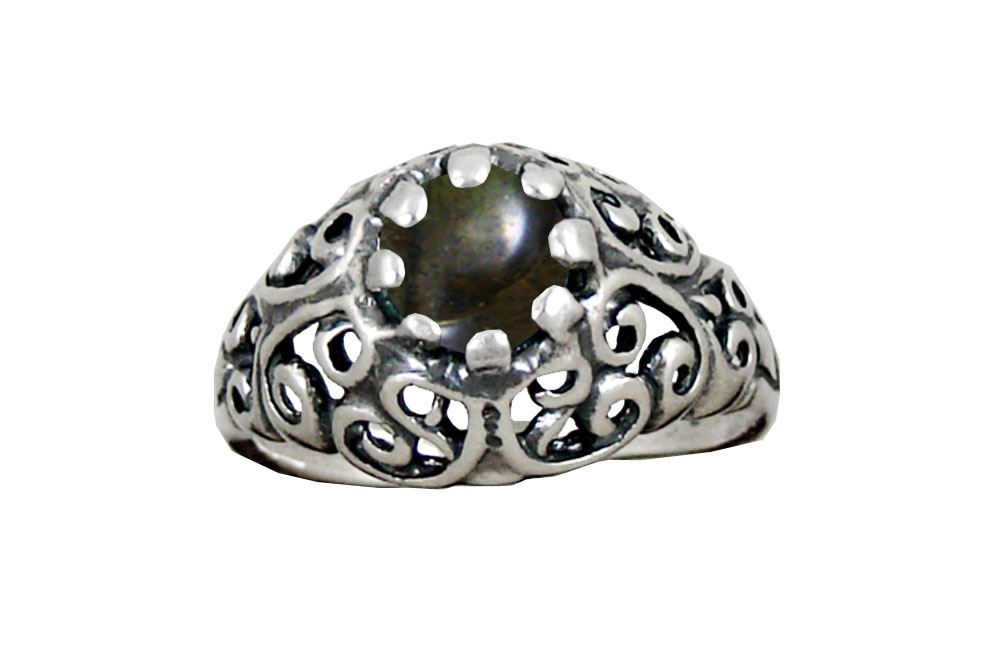 Sterling Silver Filigree Ring With Spectrolite Size 10